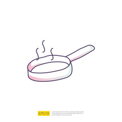 cooking pan doodle icon for cooking concept. Gradient fill line sign symbol vector illustration