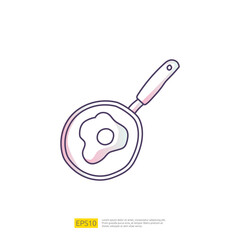 cooking pan doodle icon for cooking concept. Gradient fill line sign symbol vector illustration