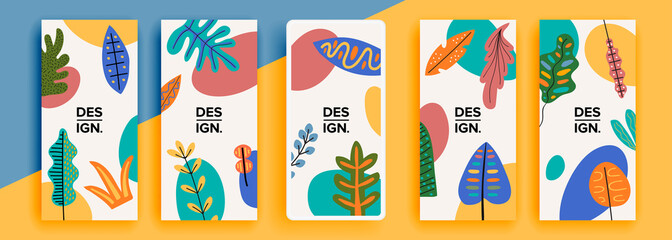 Naklejka premium Trendy editable template for social networks stories, vector illustration. Design backgrounds for social media.