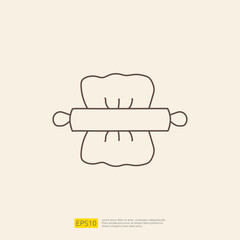 rolling pin doodle icon for cooking concept. stroke line sign symbol vector illustration