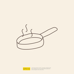 cooking pan doodle icon for cooking concept. stroke line sign symbol vector illustration