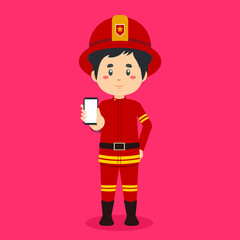 FireFighters Character Hold The Phone