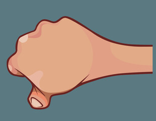 cartoon human hand holding something close up