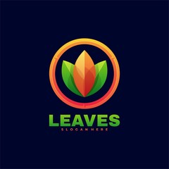 Vector Logo Illustration Leaves Gradient Colorful Style.