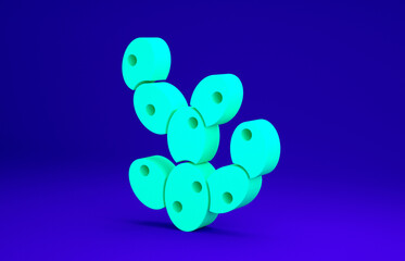 Green Cactus icon isolated on blue background. Minimalism concept. 3d illustration 3D render.