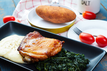 Roasted chicken breast with potatoes