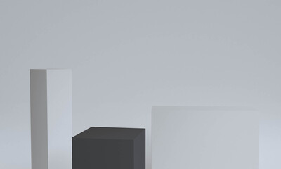 3d rendering Cube podium minimal white wall scene