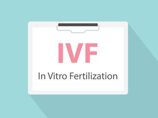 IVF In Vitro Fertilization written in hospital patient card - vector illustration