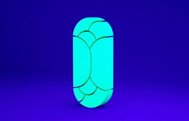 Green Burrito icon isolated on blue background. Traditional mexican fast food. Minimalism concept. 3d illustration 3D render.