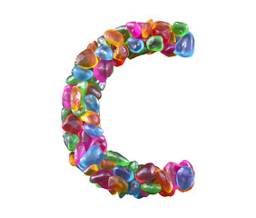 Colorful gems font. Letter C. 