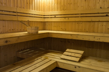Fototapeta na wymiar Sauna room interior background.