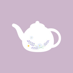 white teapot with herbs