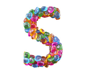 Colorful gems font. Letter S. 