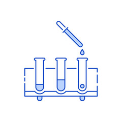 linear blue pipette and flasks icon
