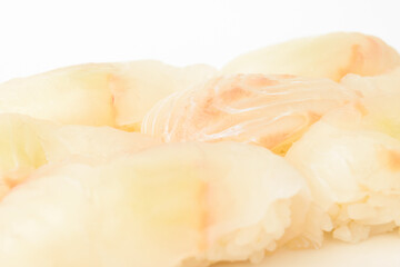 Flatfish sushi on white background
