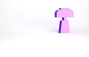 Purple Table lamp icon isolated on white background. Desk lamp. Minimalism concept. 3d illustration 3D render.