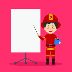 Firefighters Character with Blank Board