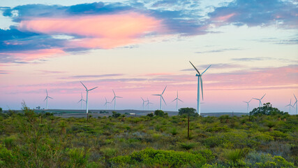 Fototapeta na wymiar Dramatic Sunset over Wind Farm