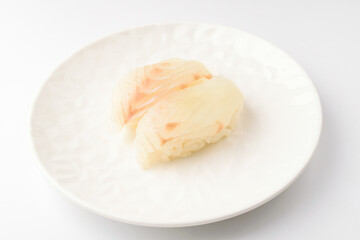 Flatfish sushi on white background