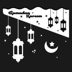 ramadan kareem lantern and moon illustration