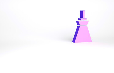 Purple Lamp hanging icon isolated on white background. Ceiling lamp light bulb. Minimalism concept. 3d illustration 3D render.