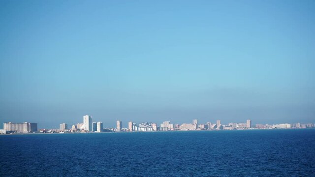 Spanish coastline. View from Cape Palos on  La Manga sea landscape. Cartagena, Murcia region, Spain. Tourist attraction, place to visit.