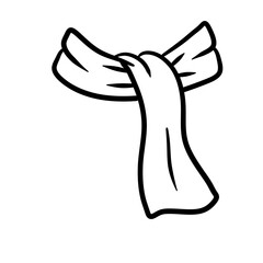 Warm winter scarf. Black and white cartoon illustration. Autumn clothes for the neck. Fashionable neckerchief