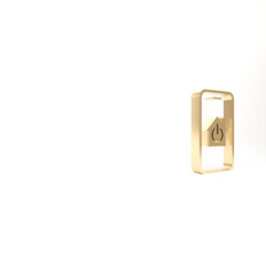 Gold Mobile phone with smart home icon isolated on white background. Remote control. 3d illustration 3D render.