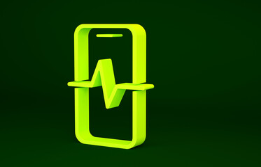 Yellow Phone repair service icon isolated on green background. Adjusting, service, setting, maintenance, repair, fixing. Minimalism concept. 3d illustration 3D render.