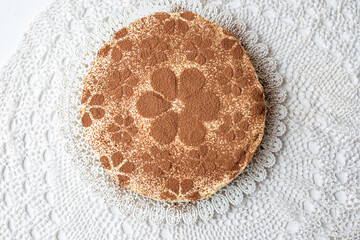 cocoa chocolate cheesecake with flowers