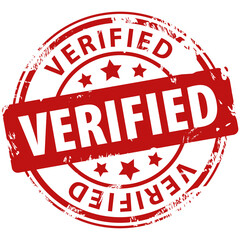 Verified stamp. Verified label. Verified red round rubber stamp icon isolated on white background.
