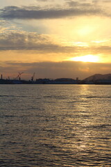 Fototapeta na wymiar 神戸港の夕景 The sunset from Kobe Port