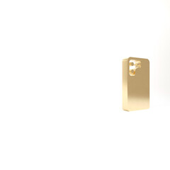 Gold Smartphone, mobile phone icon isolated on white background. 3d illustration 3D render.