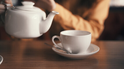 tea in a teapot mug on the table cafe breakfast How to rest