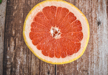 Fototapeta na wymiar Macro of grapefruit. Sweet fruit, healthy food
