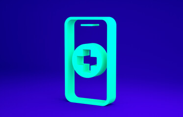 Green Phone repair service icon isolated on blue background. Adjusting, service, setting, maintenance, repair, fixing. Minimalism concept. 3d illustration 3D render.