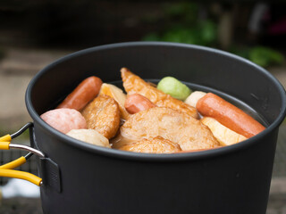 山やキャンプで調理するアウトドアごはん・山ごはん【おでん】