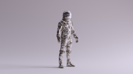 Silver Spaceman Astronaut Cosmonaut Retro Style 3d illustration 3d render	