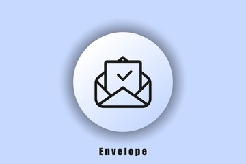 The envelope. Email and messaging icons. User interface icon. White web button neomorphism. Vector EPS10