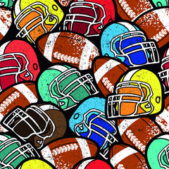 Seamless sport pattern with balls. Repeated backdrop for fashion clothes, t shirt, child, paper. Creative grunge design isolated on white © SokolArtStudio