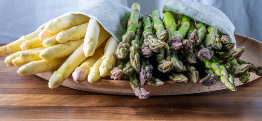 asparagus in a basket on table