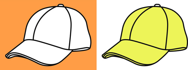 Hat fashion flat sketch template