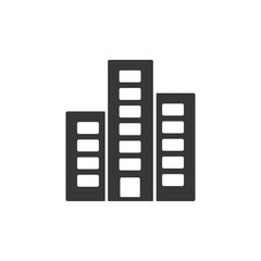 Apartment office building icon. Black building silhouette. Vector isolated on white