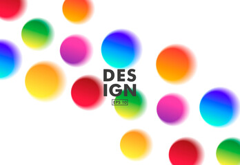 Abstract cover illustration background with bright multicolored circles and design typography