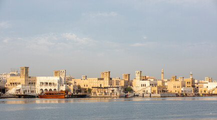 Fototapeta premium buildings of Old Dubai at sunrise