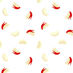 うさぎの形にカットされたりんごのシームレス素材