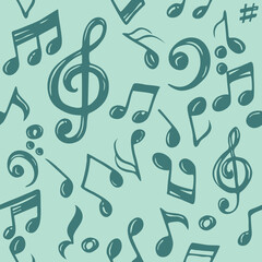 Seamless pattern of  music note doodle, vector illustration