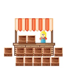 Fototapeta premium Vegetable panel pixel art. Market pixel art. Fruit and vegetable market. Vector illustration.