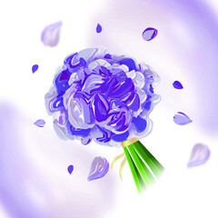 isolated bouquet of spring blue flowers on a blurry background