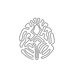 Fototapeta premium Brain, cerebrum continuous line drawing, tattoo, sticker, patch, print for clothes and logo design, silhouette one single line on a white background, isolated vector illustration. 